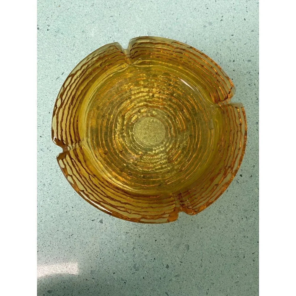 Anchor Hocking Vintage MCM Amber Ashtray Ridged One Size Soreno Clear